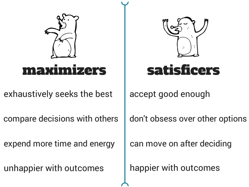 maximizers vs satisficers